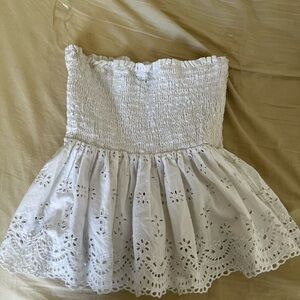 American Eagle Outfitters White Eyelet babydoll tube top